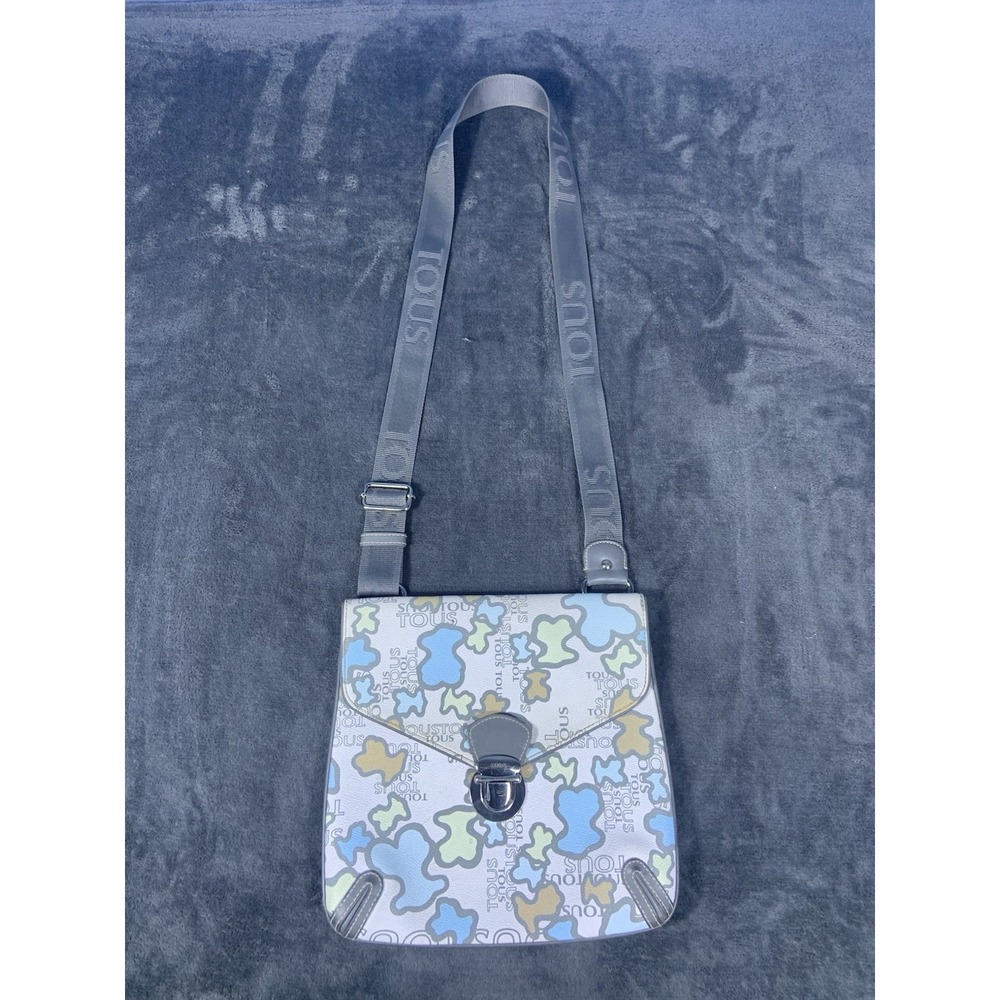 Tous Kaos Leather All Over Print Graphic Crossbody Purse Organizer Medium